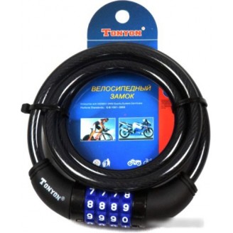 Тросовый велосипедный замок Tonyon 10x1200 5231C-1012 (черный)