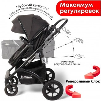 Универсальная коляска Bubago Zoom (3 в 1, черный)